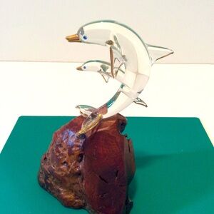 EUC Glass Dolphins on Resin Stone